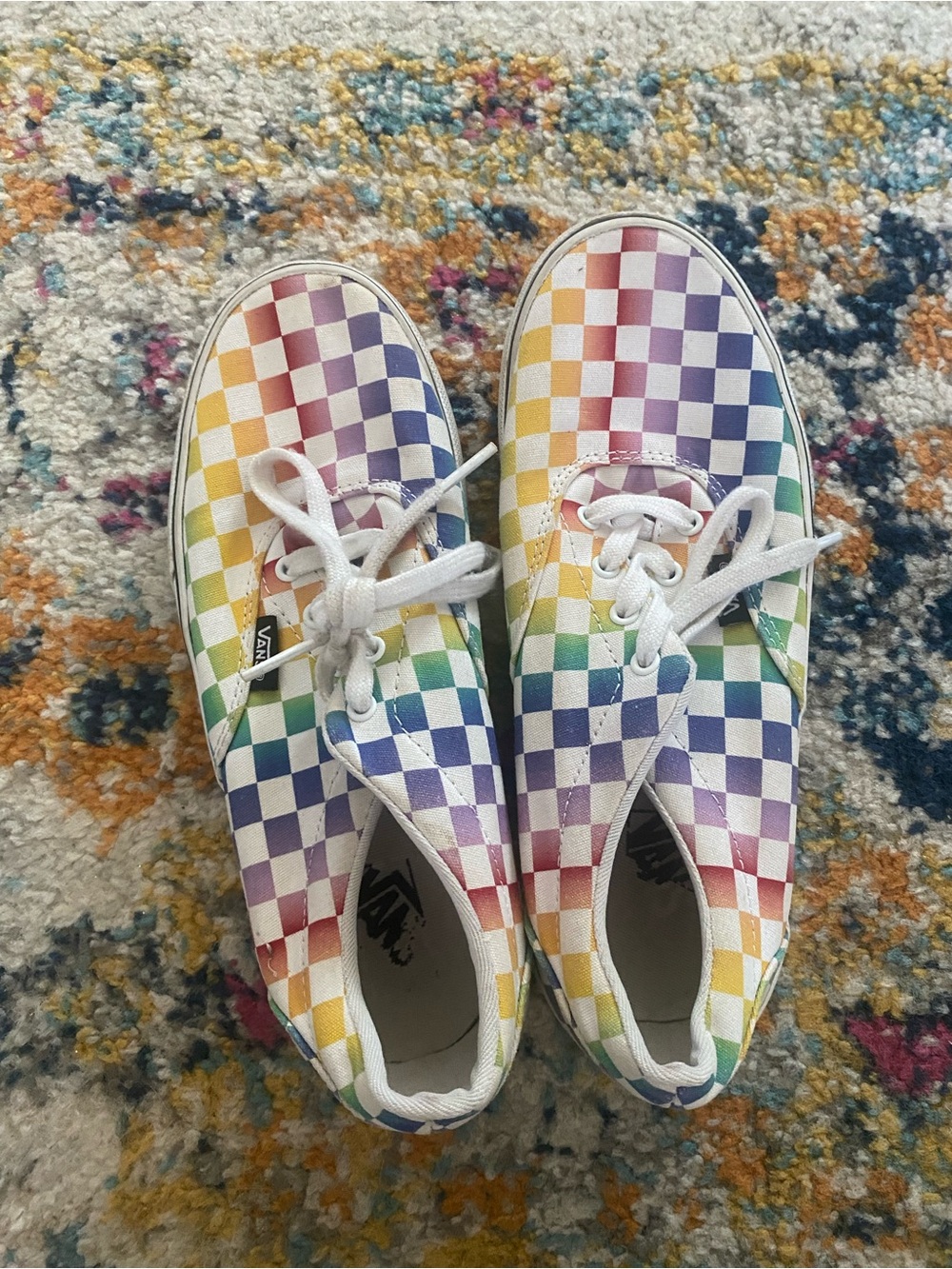 Vans Kids Multicolor Rainbow Checkerboard Lace-Up Sneakers
